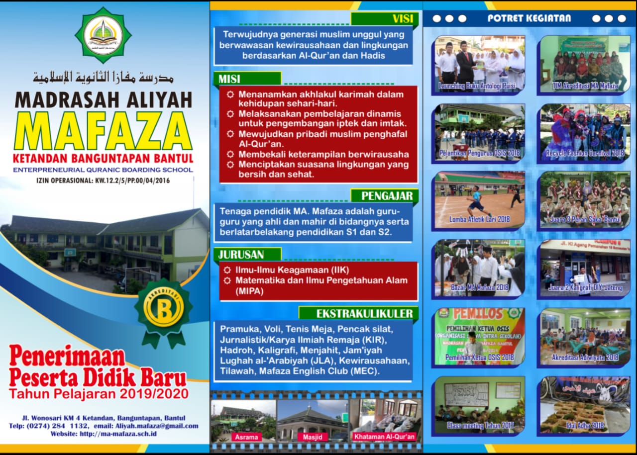 Brosur PPDB MA. Mafaza Bantul D.I Yogyakarta
